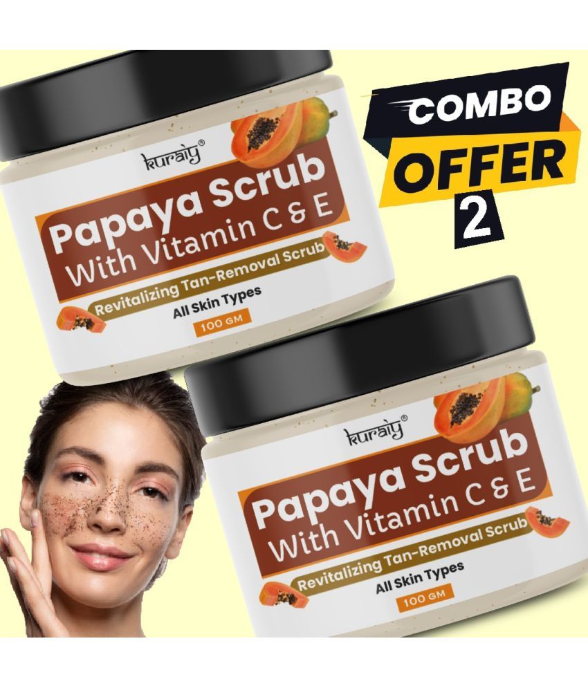     			KURAIY Papaya Revitalizing & Tan Removal Face Scrub Suitable for All Skin Types 100g (Pack Of 2)