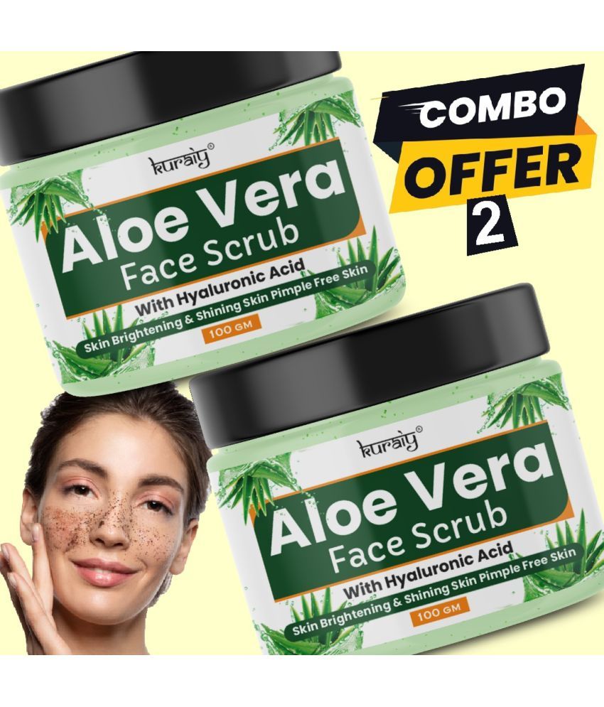     			KURAIY Aloe Vera Skin Brightening & Pimple Free Face Scrub for All Skin Types 100g (Pack Of 2)