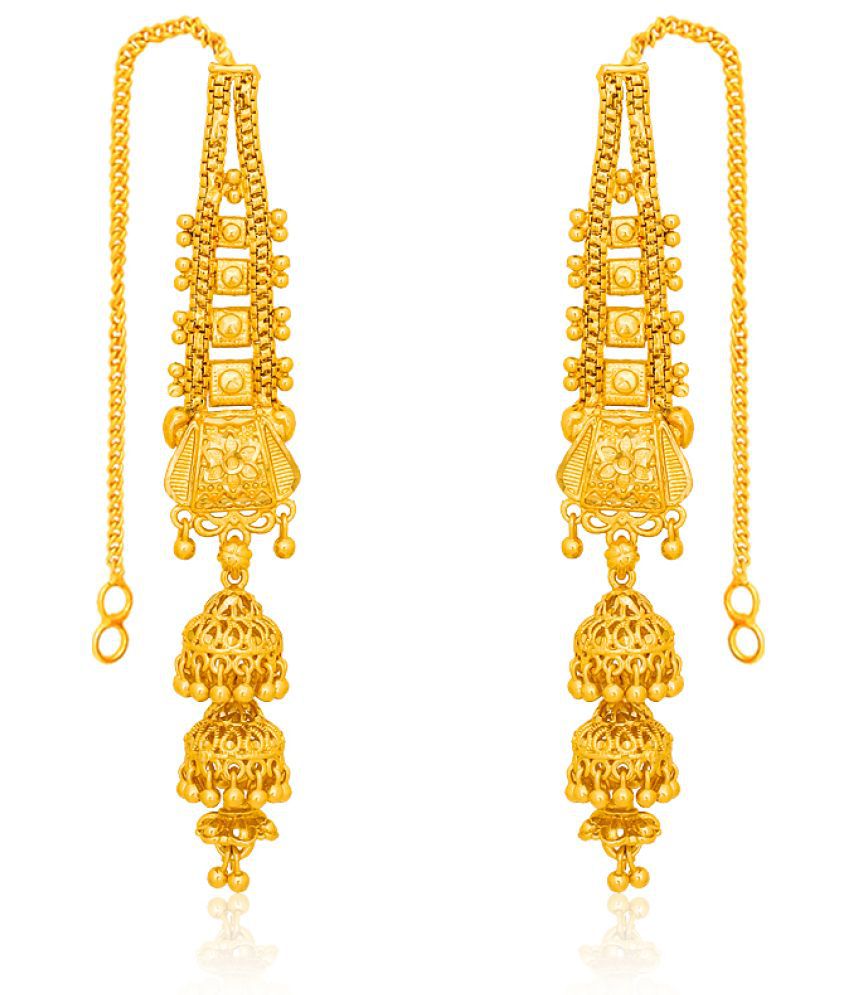     			LUV FASHION Golden Ear Chain Earrings ( Pack of 1 )
