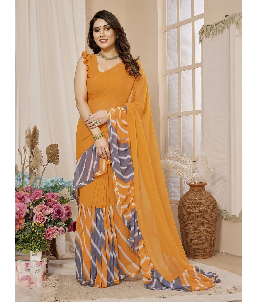     			Rangita Georgette Printed Saree With Blouse Piece - Orange ( Pack of 1 )