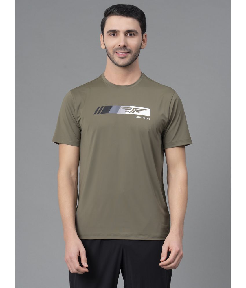     			Red Tape Olive Nylon Regular Fit Men's Sports T-Shirt ( Pack of 1 )