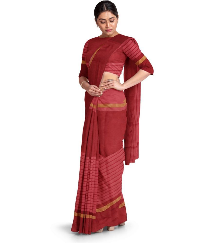     			Saadhvi Cotton Silk Printed Saree With Blouse Piece - Maroon ( Pack of 1 )