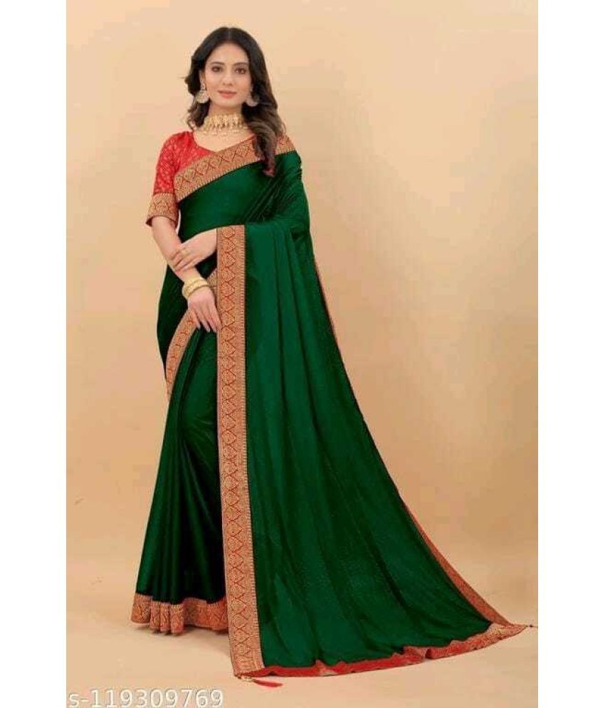     			Saadhvi Jacquard Printed Saree With Blouse Piece - Green ( Pack of 1 )