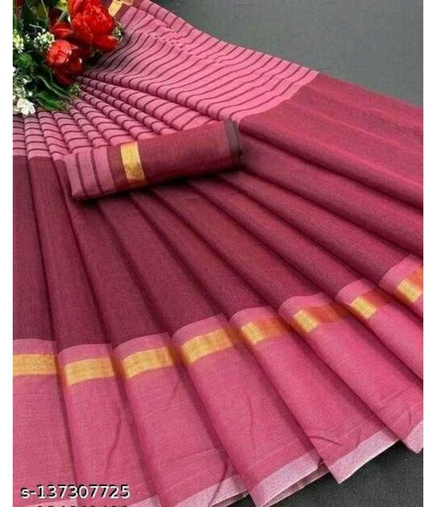     			Saadhvi Silk Printed Saree With Blouse Piece - Pink ( Pack of 1 )
