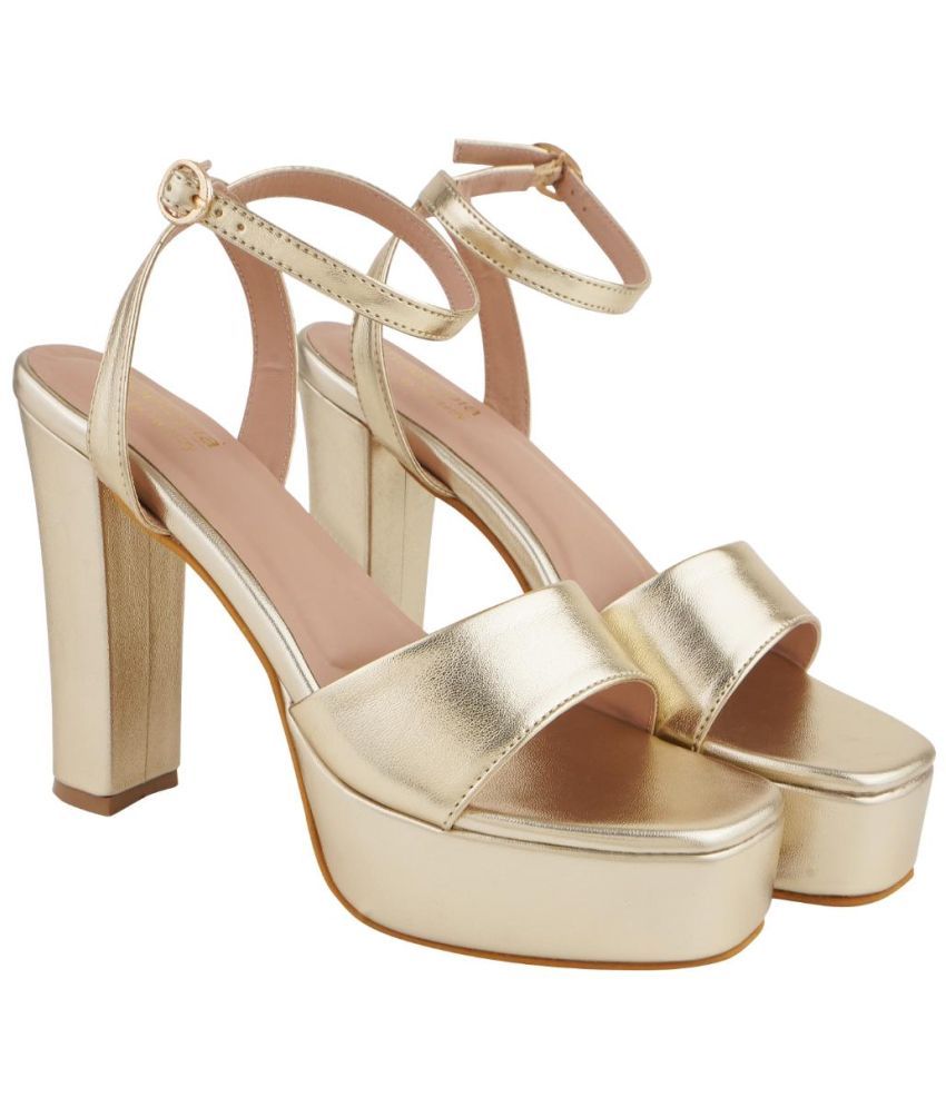     			Shoetopia Gold Women's Sandal Heels