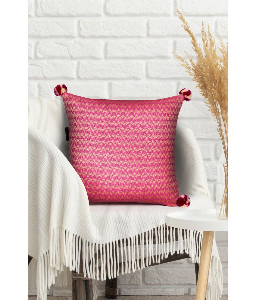     			mezposh Set of 1 Jacquard Diagonal Striped Square Cushion Cover (40X40)cm - Pink