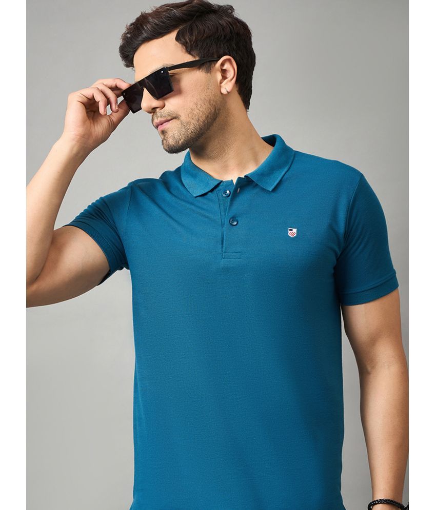     			zigo Pack of 1 Cotton Blend Regular Fit Solid Half Sleeves Men's Polo T Shirt ( Teal Blue )