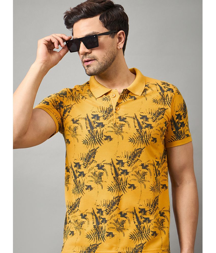     			zigo Cotton Blend Regular Fit Printed Half Sleeves Men's Polo T Shirt - Mustard ( Pack of 1 )