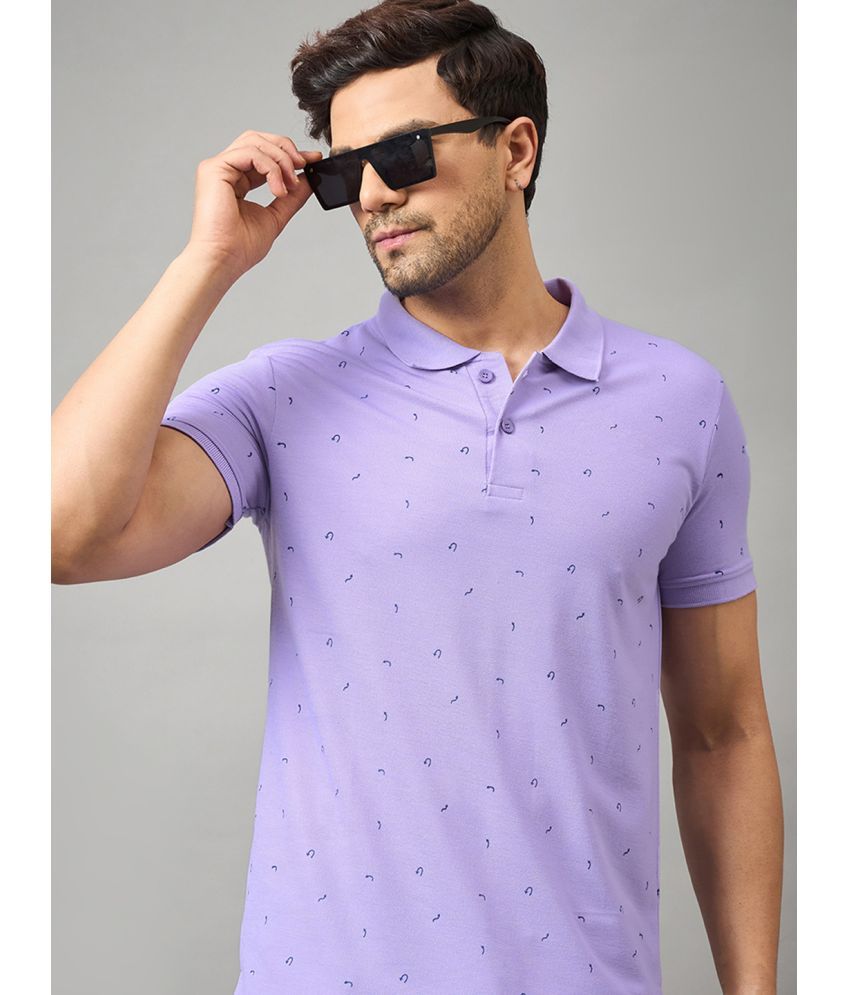     			zigo Pack of 1 Cotton Blend Regular Fit Printed Half Sleeves Men's Polo T Shirt ( Lavender )