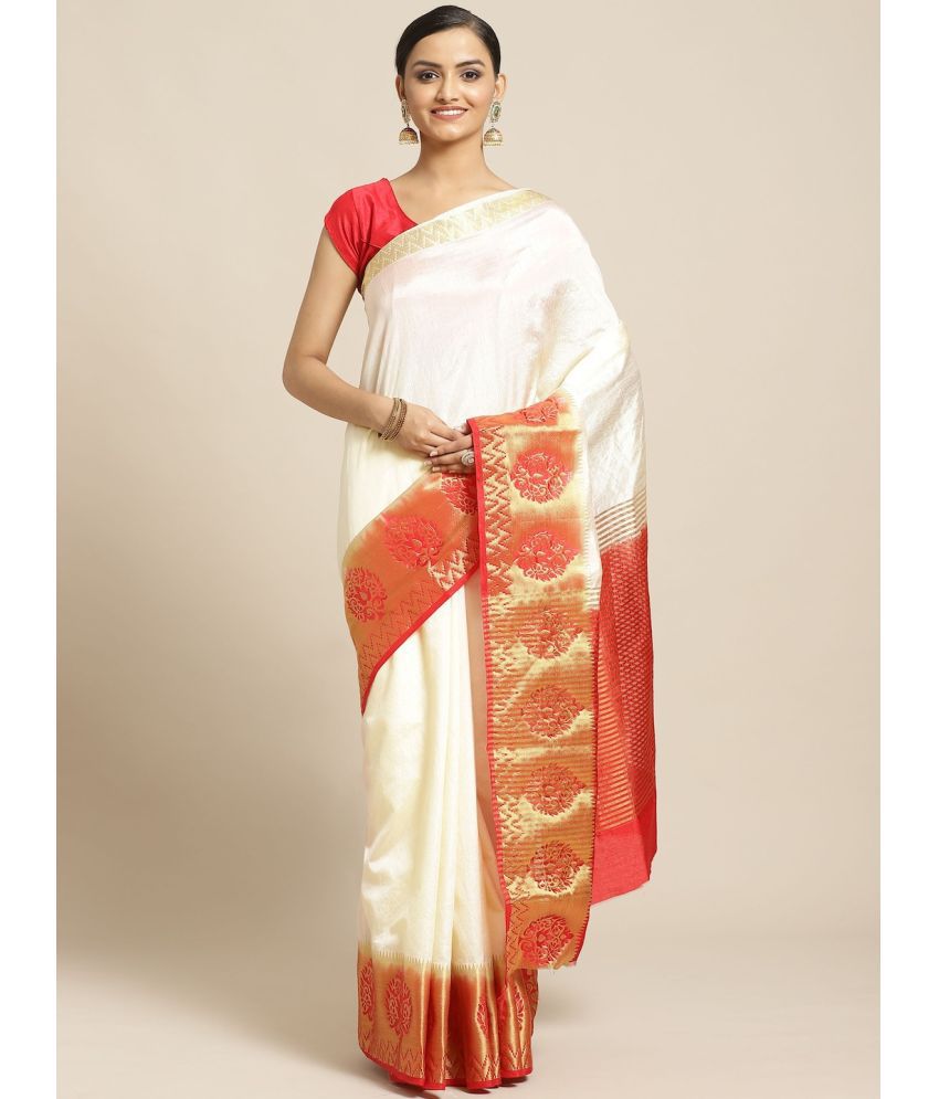     			Aarrah Silk Blend Embellished Saree With Blouse Piece - Off White ( Pack of 1 )