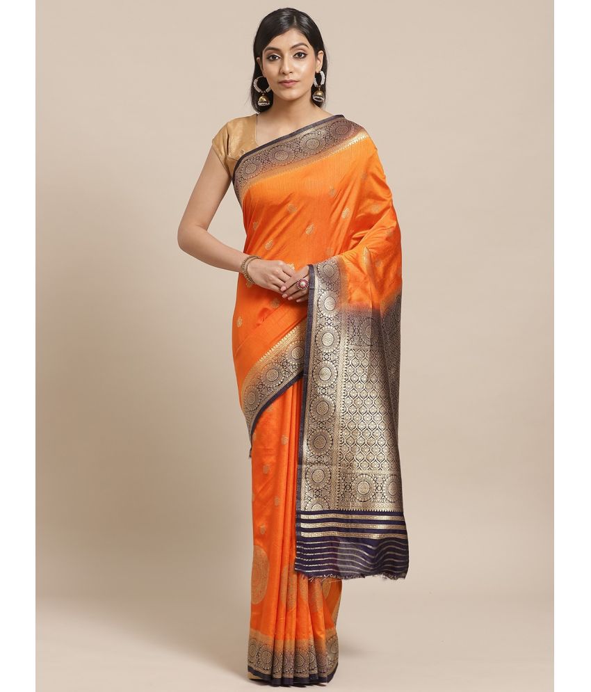     			Aarrah Silk Blend Embellished Saree With Blouse Piece - Orange ( Pack of 1 )