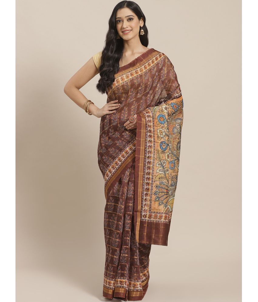     			Aarrah Silk Blend Printed Saree With Blouse Piece - Burgundy ( Pack of 1 )