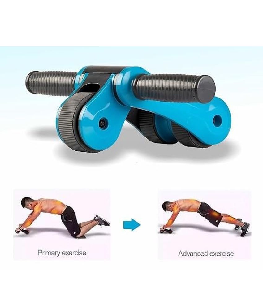     			Abdominal Muscle Wheel Folding Abdominal Wheel Household Multi functional Abdominal Fitness Device Double wheel bearing roller silent exercise fitness, Blue Pack of 1