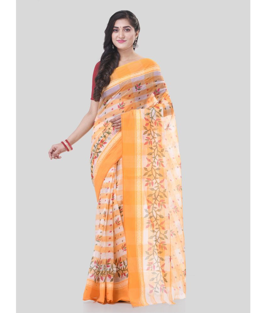     			Desh Bidesh Cotton Printed Saree Without Blouse Piece - Yellow ( Pack of 1 )