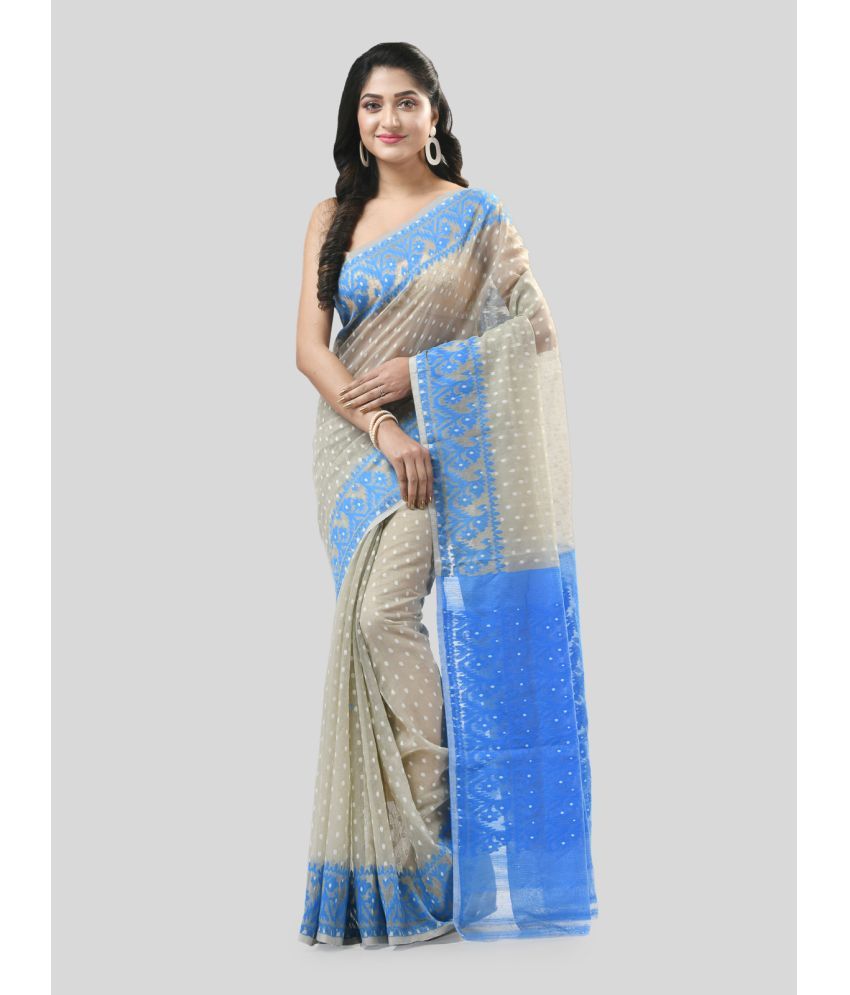     			Desh Bidesh Cotton Self Design Saree Without Blouse Piece - Grey ( Pack of 1 )