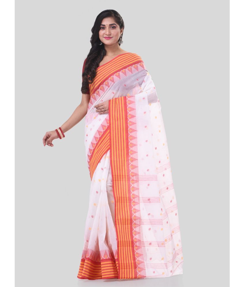     			Desh Bidesh Cotton Self Design Saree Without Blouse Piece - White ( Pack of 1 )