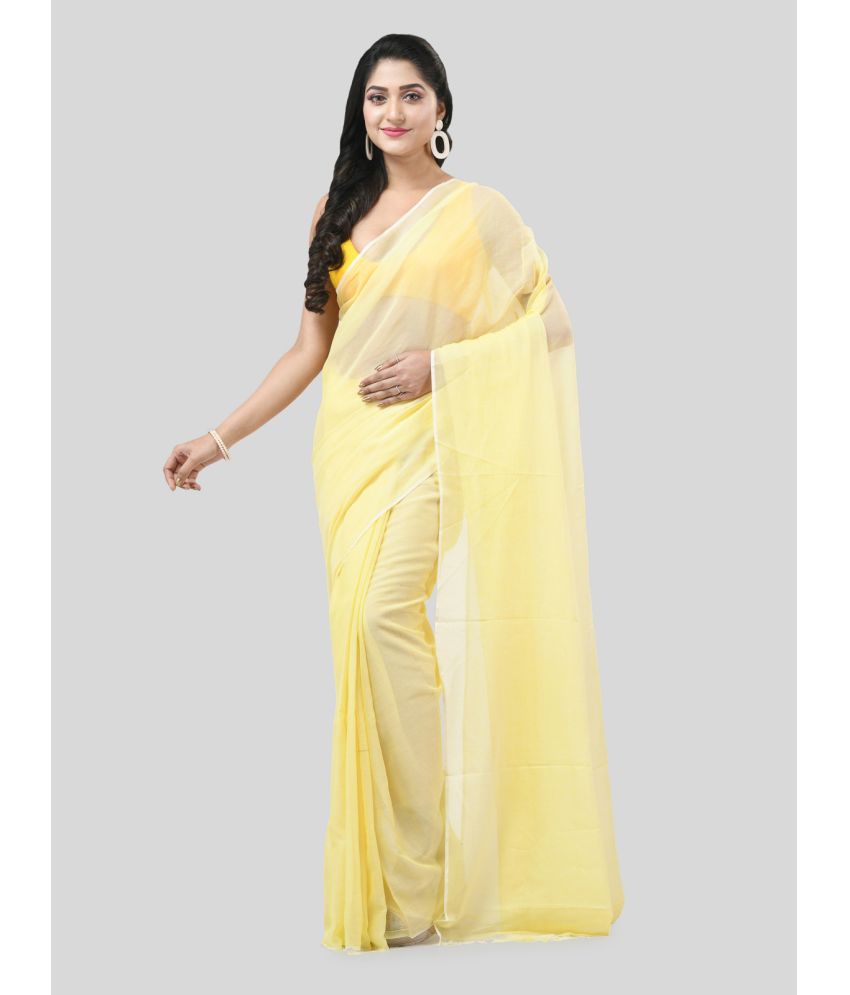     			Desh Bidesh Cotton Solid Saree Without Blouse Piece - Yellow ( Pack of 1 )
