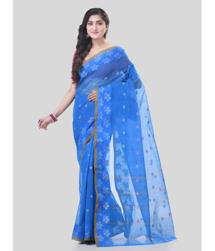     			Desh Bidesh Cotton Woven Saree Without Blouse Piece - Blue ( Pack of 1 )