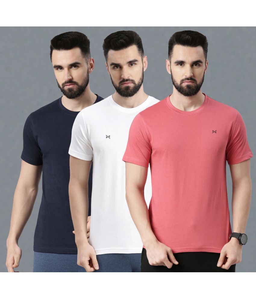     			Force NXT 100% Cotton Regular Fit Solid Half Sleeves Men's T-Shirt - Multicolor ( Pack of 3 )