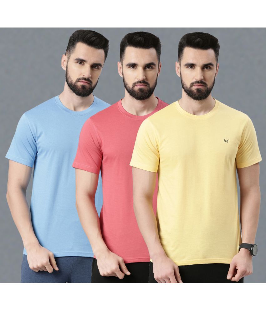     			Force NXT 100% Cotton Regular Fit Solid Half Sleeves Men's T-Shirt - Multicolor ( Pack of 3 )