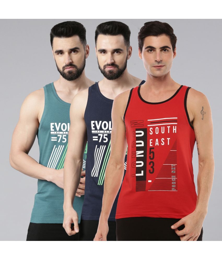     			Force NXT Pack of 3 Cotton Blend Men's Vest ( Multi )