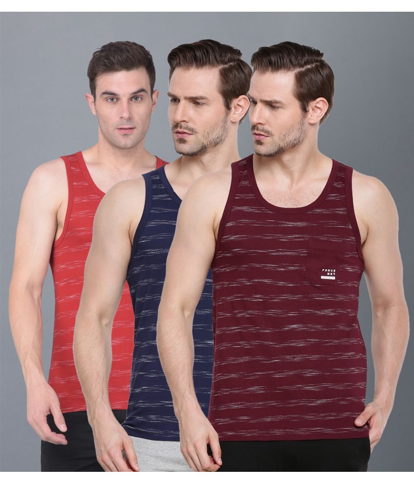     			Force NXT Pack of 3 Cotton Blend Men's Vest ( Multi )