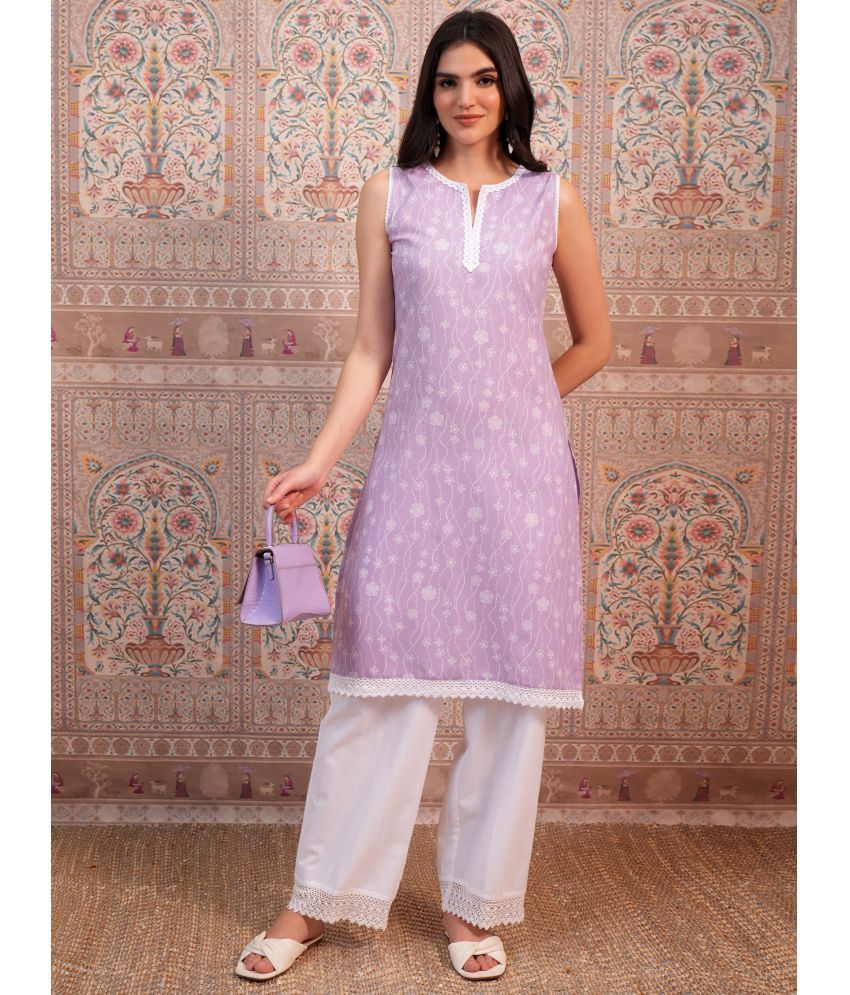     			Ketch Polyester Self Design Straight Women's Kurti - Purple ( Pack of 1 )