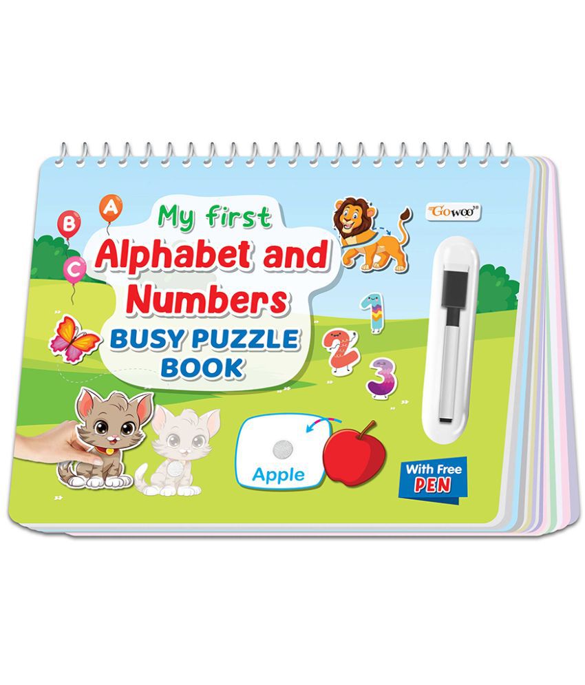     			My First Alphabet and Numbers Busy Puzzle Book : Early learning activity book, My first buzy puzzle book, Spiral Binding Book, Montessori Book with Hook and Loop, Sticker activities for toddlers, Activity book for Early Learning.