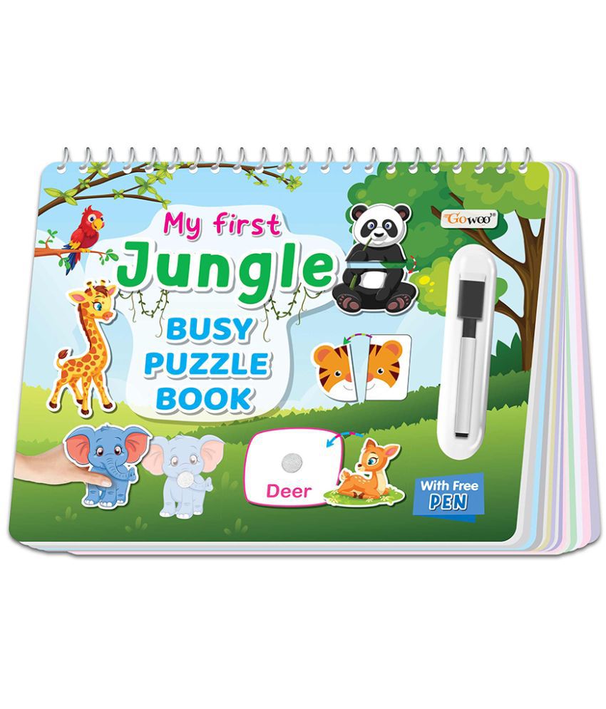     			"My First Jungle Busy Puzzle Book : Activity Binder for Early Learning, Montessori book with with Hook and Loop, Spiral Binding Book, Splash and Tear-Proof - Interactive Learning for Toddlers and Preschoolers."