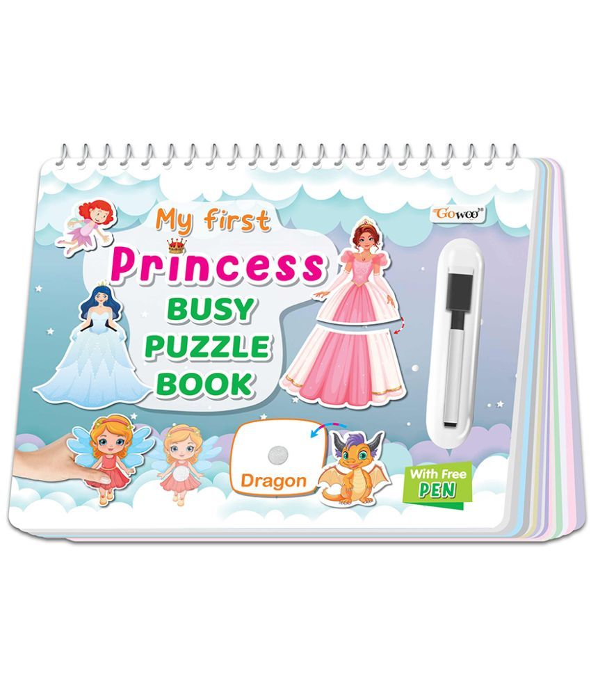     			My First Princess Busy Puzzle Book : Early learning activity book, Montessori Book with Hook and Loop, Toddler Activity Sticker Book for Early Learners, Spiral Binding Book, Activity Binder book for kids.