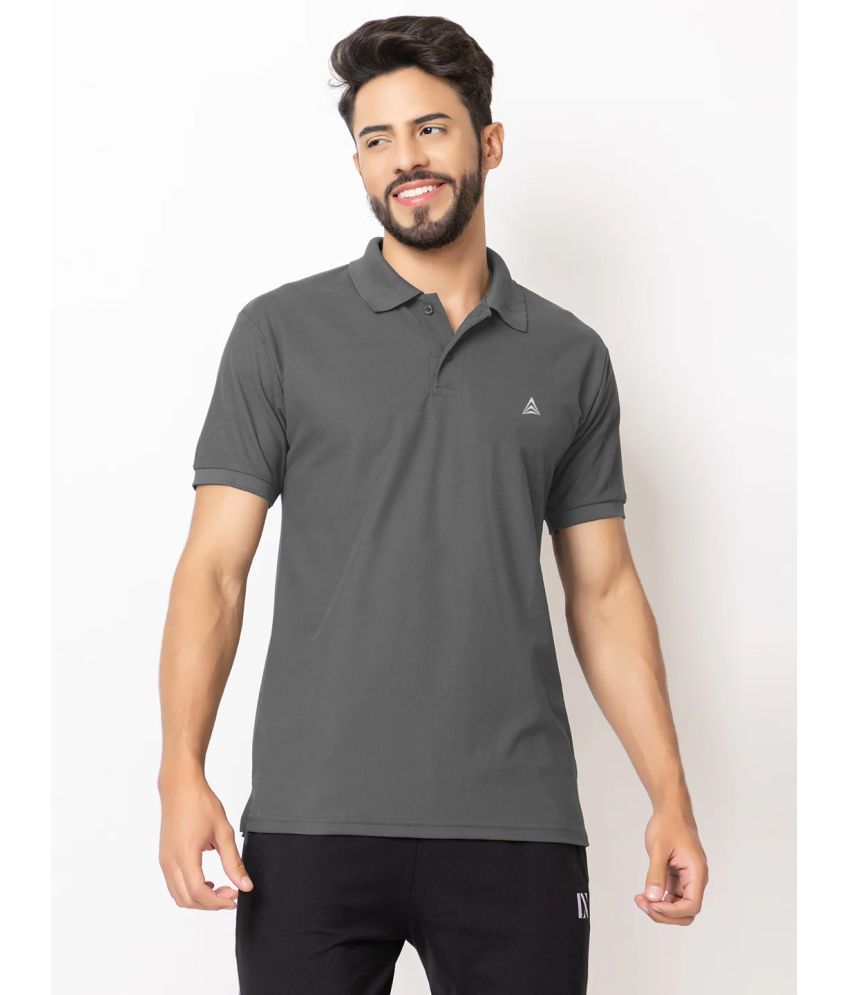     			PROPERSEVEN Polyester Regular Fit Solid Half Sleeves Men's Polo T Shirt - Grey ( Pack of 1 )