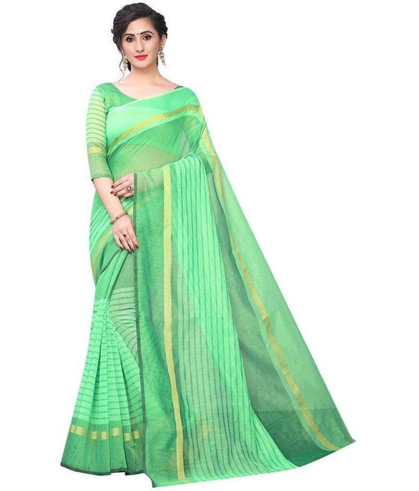     			Saadhvi Art Silk Printed Saree With Blouse Piece - Light Green ( Pack of 1 )