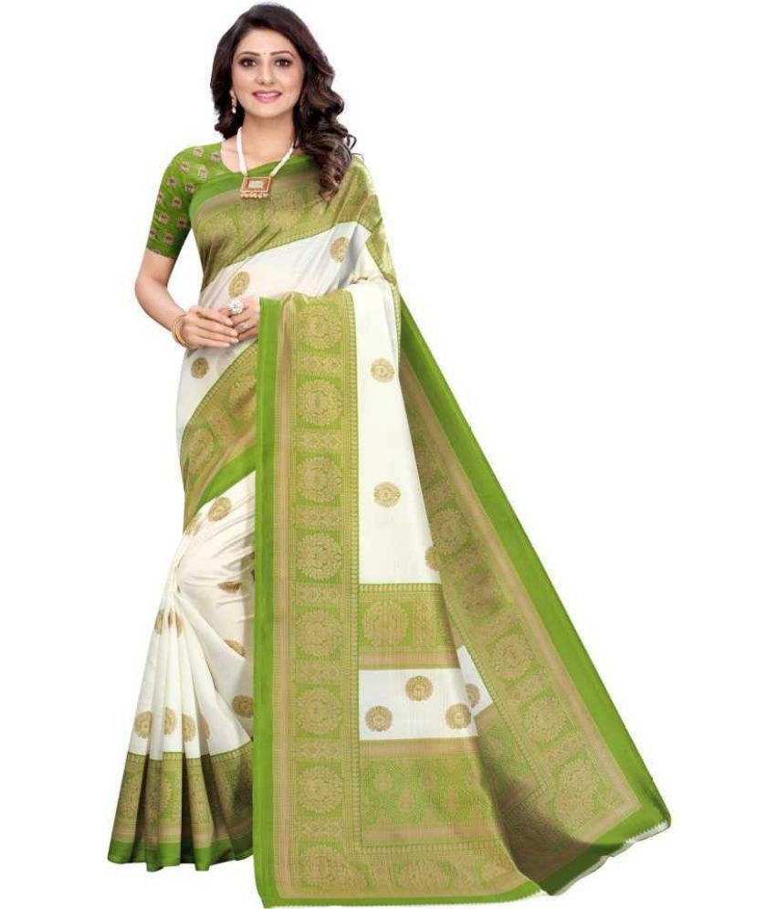     			Saadhvi Art Silk Self Design Saree With Blouse Piece - Green ( Pack of 1 )