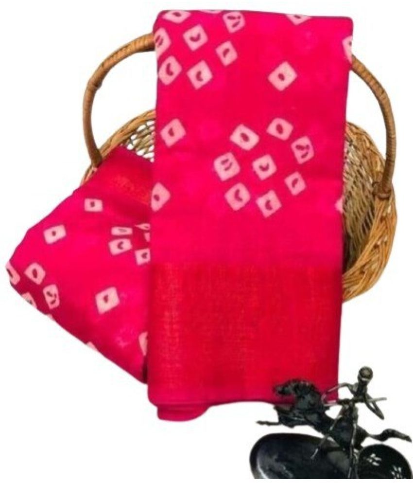     			Saadhvi Cotton Self Design Saree With Blouse Piece - Pink ( Pack of 1 )