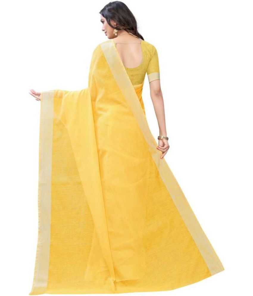     			Sadhvi Cotton Silk Printed Saree With Blouse Piece - YELLOW ( Pack of 1 )