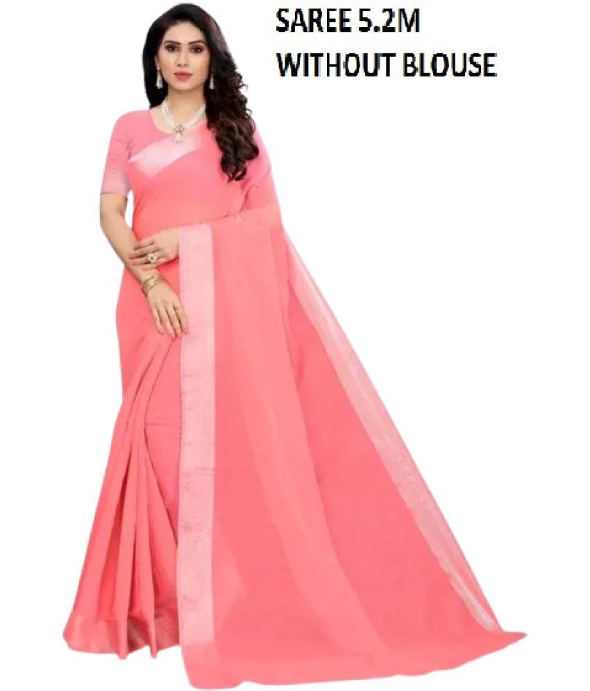     			Sadhvi Cotton Silk Printed Saree Without Blouse Piece - Pink ( Pack of 1 )