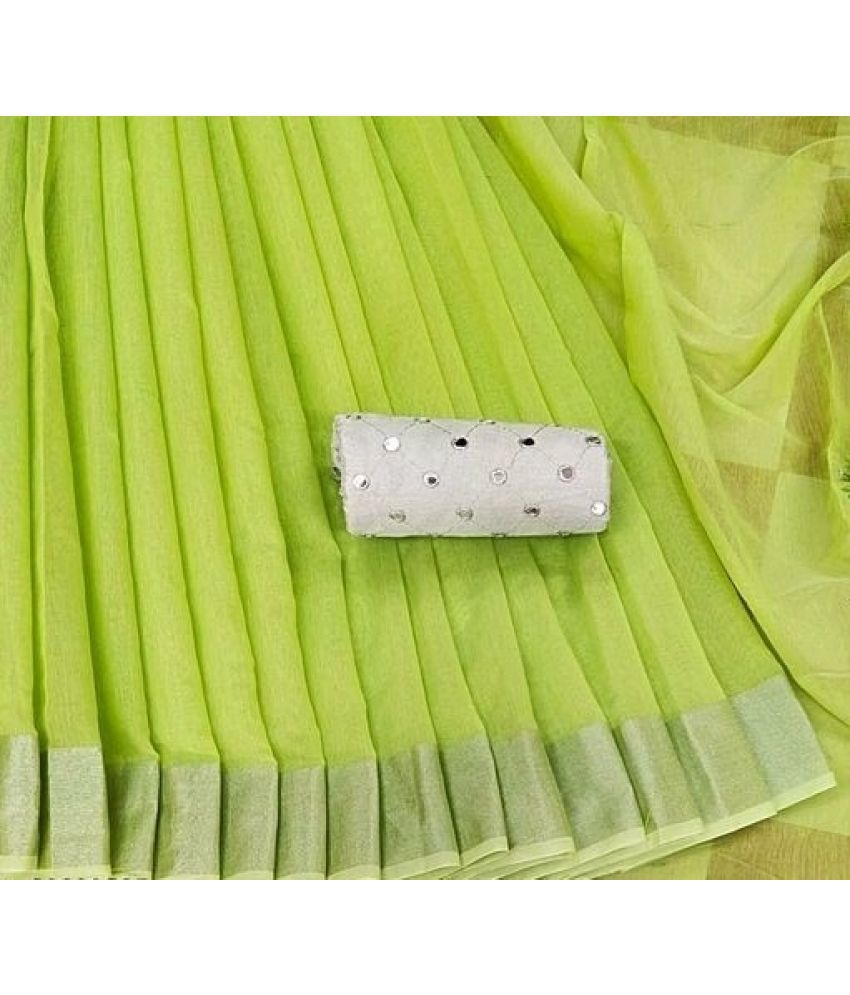     			Sadhvi Cotton Silk Self Design Saree With Blouse Piece - Green ( Pack of 1 )