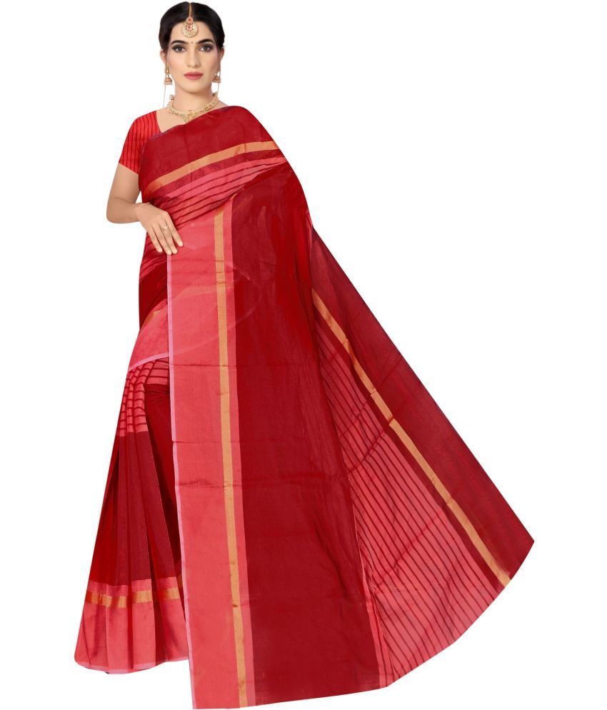     			Sadhvi Georgette Solid Saree With Blouse Piece - Red ( Pack of 1 )