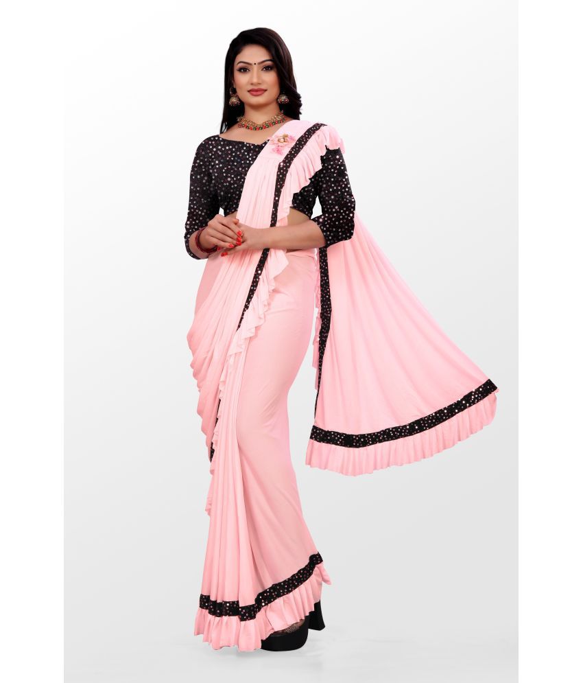     			Sadhvi Polyester Embellished Saree With Blouse Piece - Pink ( Pack of 1 )