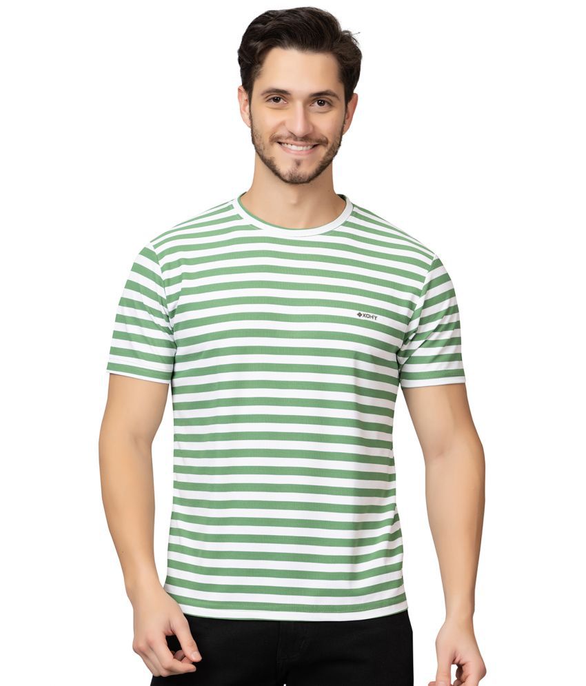     			xohy Cotton Blend Regular Fit Striped Half Sleeves Men's T-Shirt - Green ( Pack of 1 )