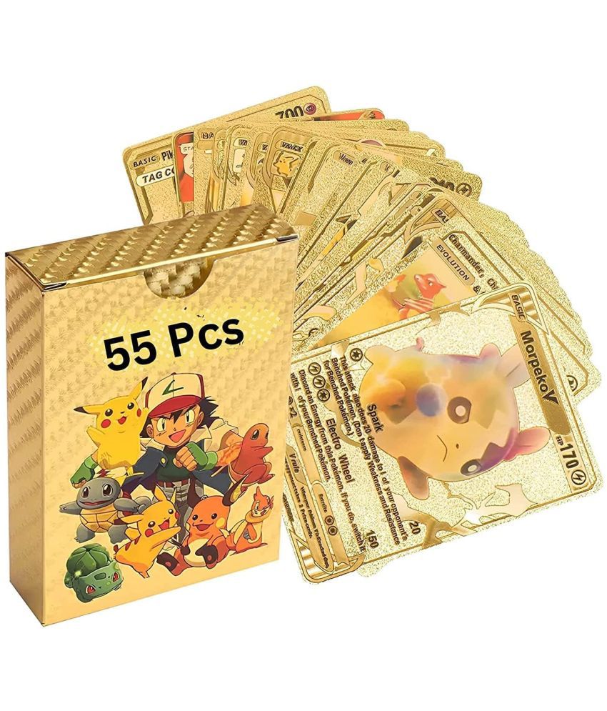     			55 PCS GoldFoil Card Assorted Cards TCG Deck Box - V Series Cards Vmax GX Rare Golden Cards