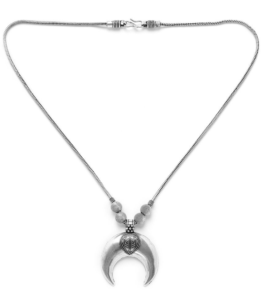     			AATMANA Silver Brass Necklace ( Pack of 1 )