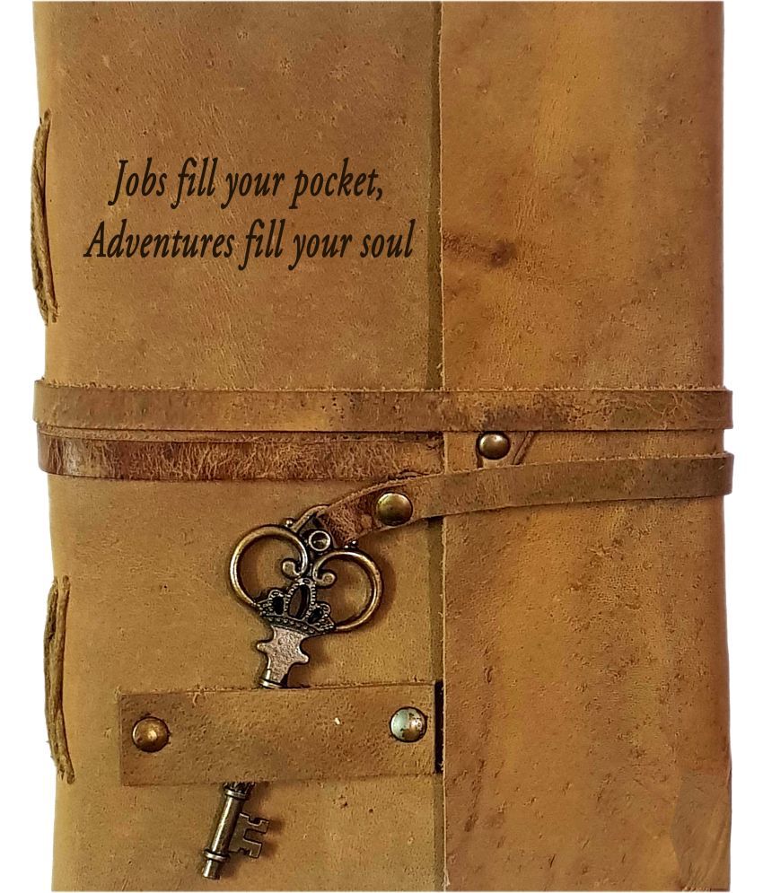     			DI-KRAFT Leather Handmade Good Thought Printed Antique Key Lock Diary A5 Diary Unruled 200 Pages (Brown 5)