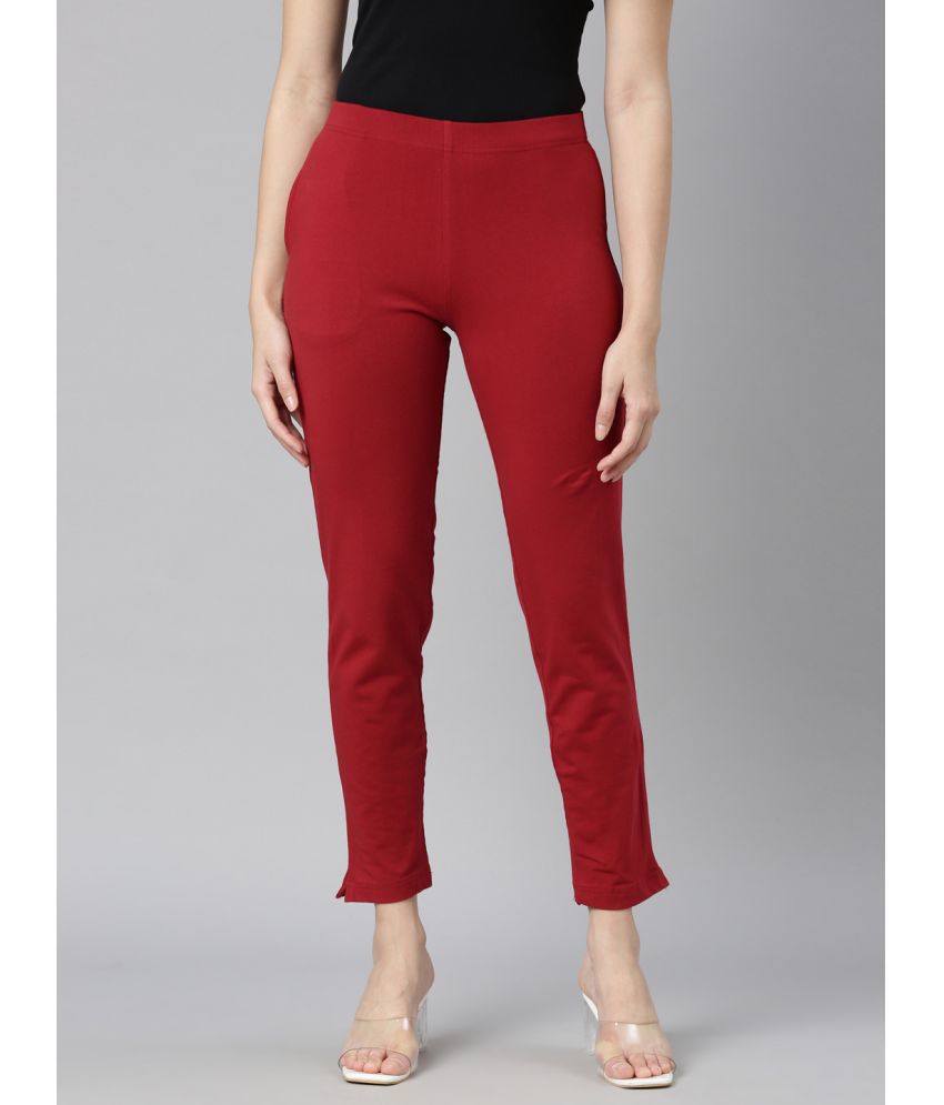     			Dixcy Slimz - Cotton Slim Fit Red Women's Jeggings ( Pack of 1 )