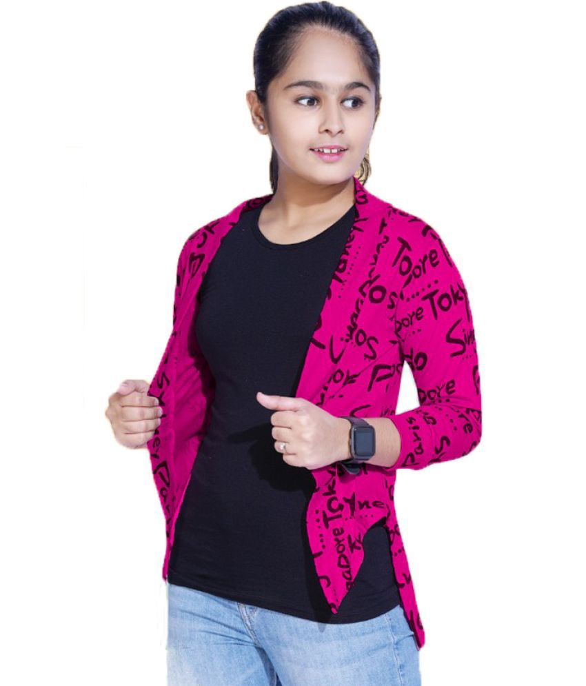     			Girls Jacket Style Full Sleeve Casual Shrug with inner vest - Free size