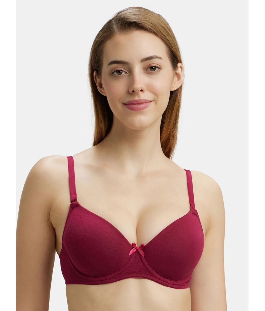     			Jockey 1245 Under-Wired Padded Super Combed Cotton Elastane Multiway T-Shirt Bra - Beet Red