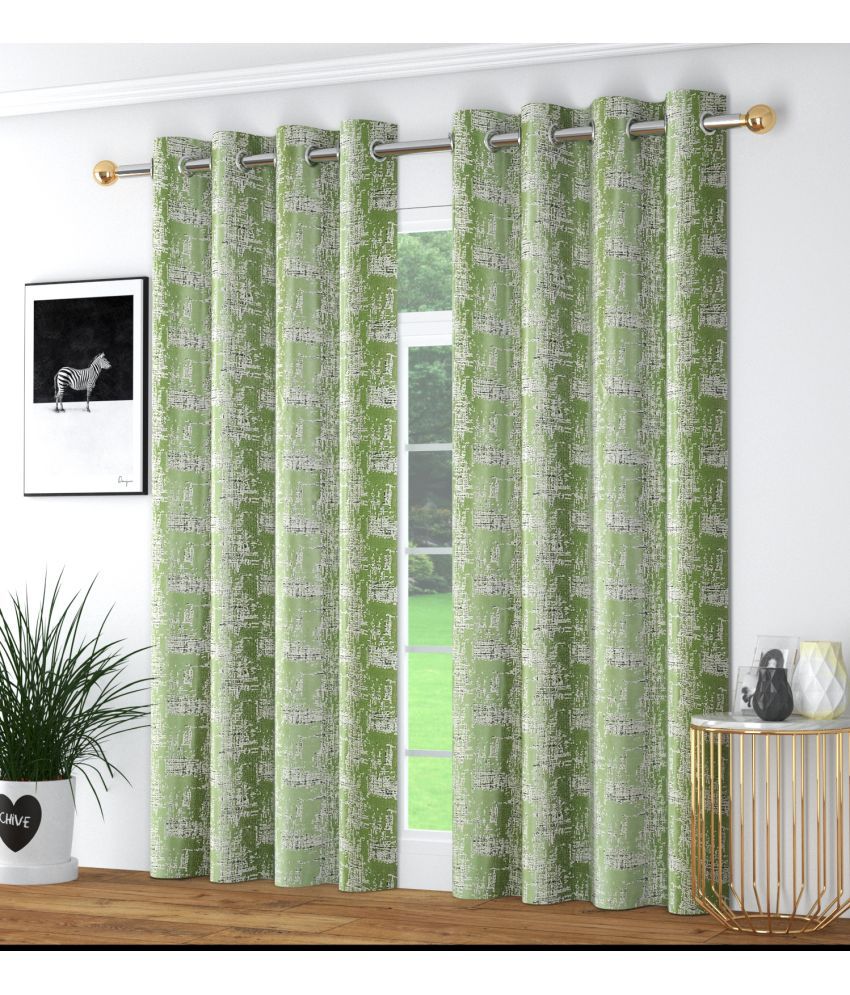     			La Elite Abstract Room Darkening Eyelet Curtain 5 ft ( Pack of 2 ) - Green