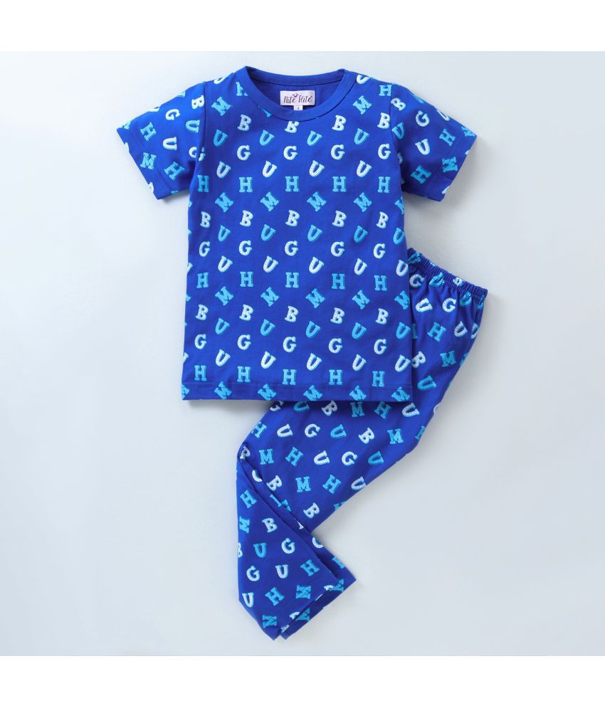     			Nite Flite - Blue Cotton Girls Top & Pyjama Set ( Pack of 2 )