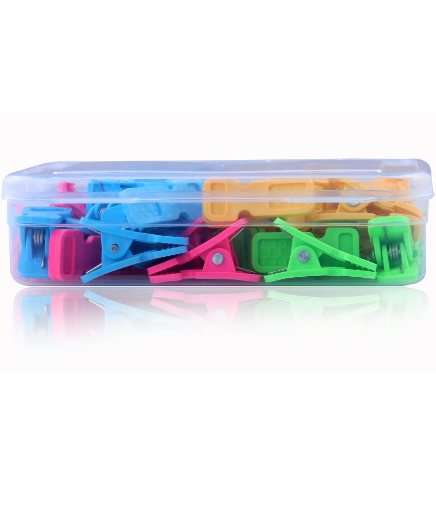     			Wewel Heavy Quality Plastic Cloth clips for Cloth with Storage Box Multicolor (Pack of 20)