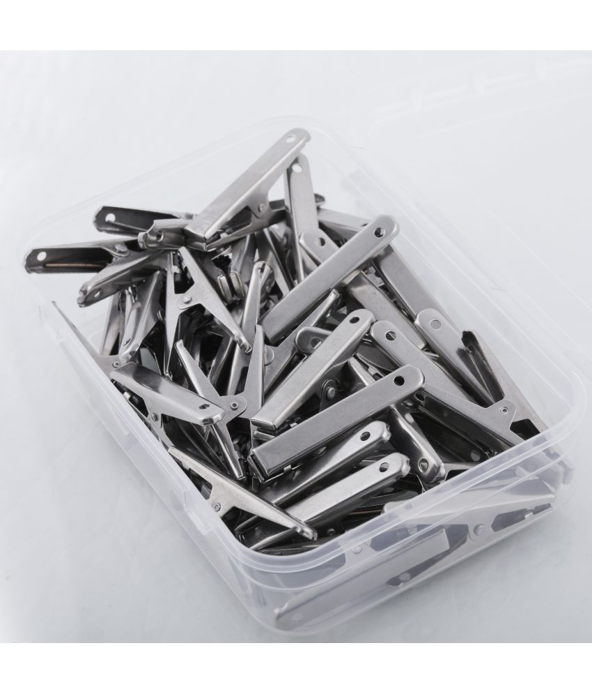     			Wewel Heavy Quality Stainless Steel Cloth clips for Cloth with Storage Box Silver (Pack of 36)
